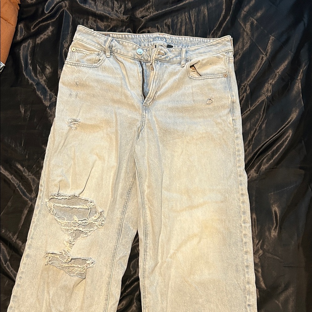 American Eagle Outfitters Light Gray Distressed Jeans